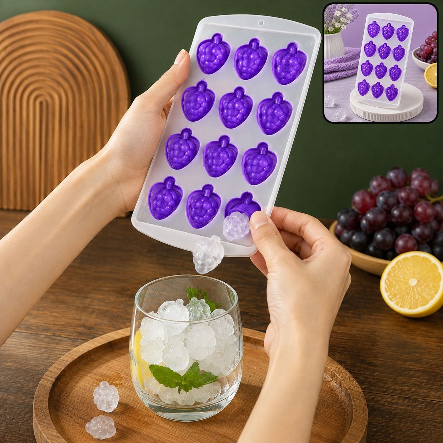 Silicone Ice Cube Tray – Flexible Fruit Shape Mold for Drinks | Indo Glow