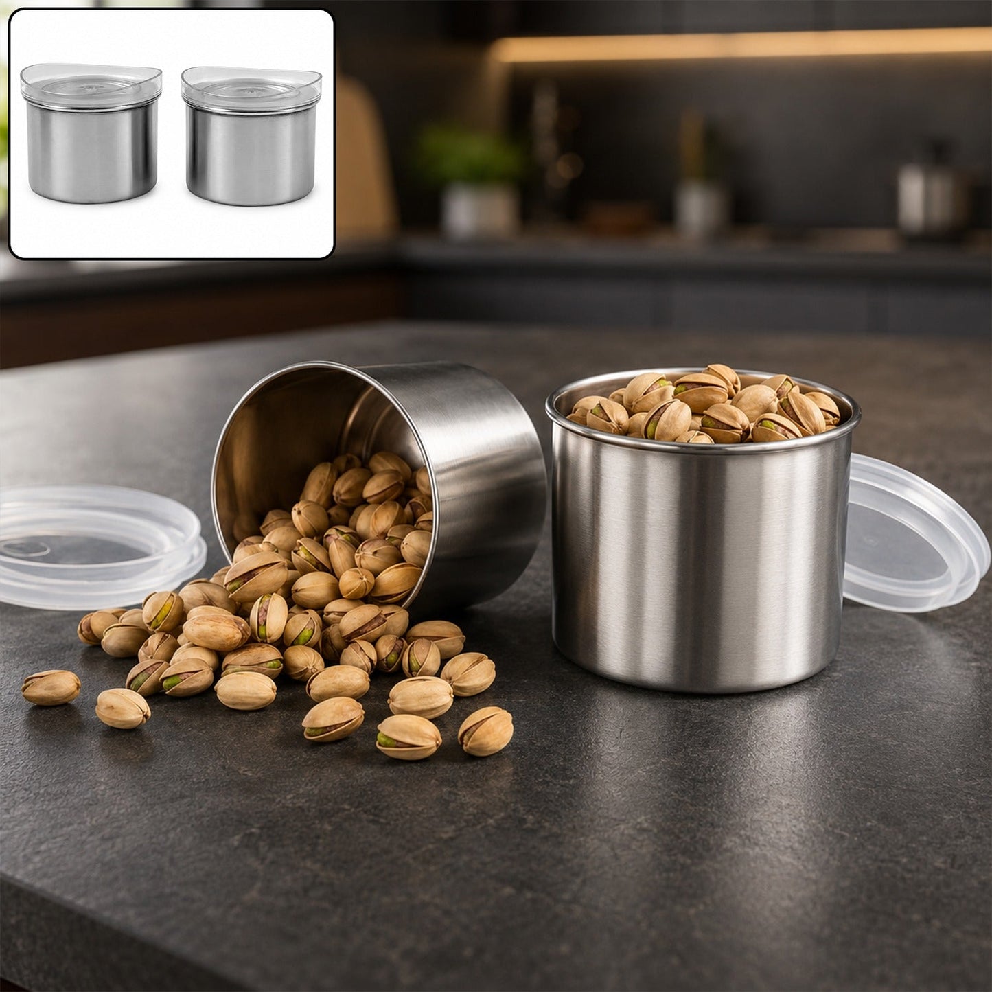 Airtight Stainless Steel Containers – See-Through Lid, 500ML (Set of 2) | Konvex
