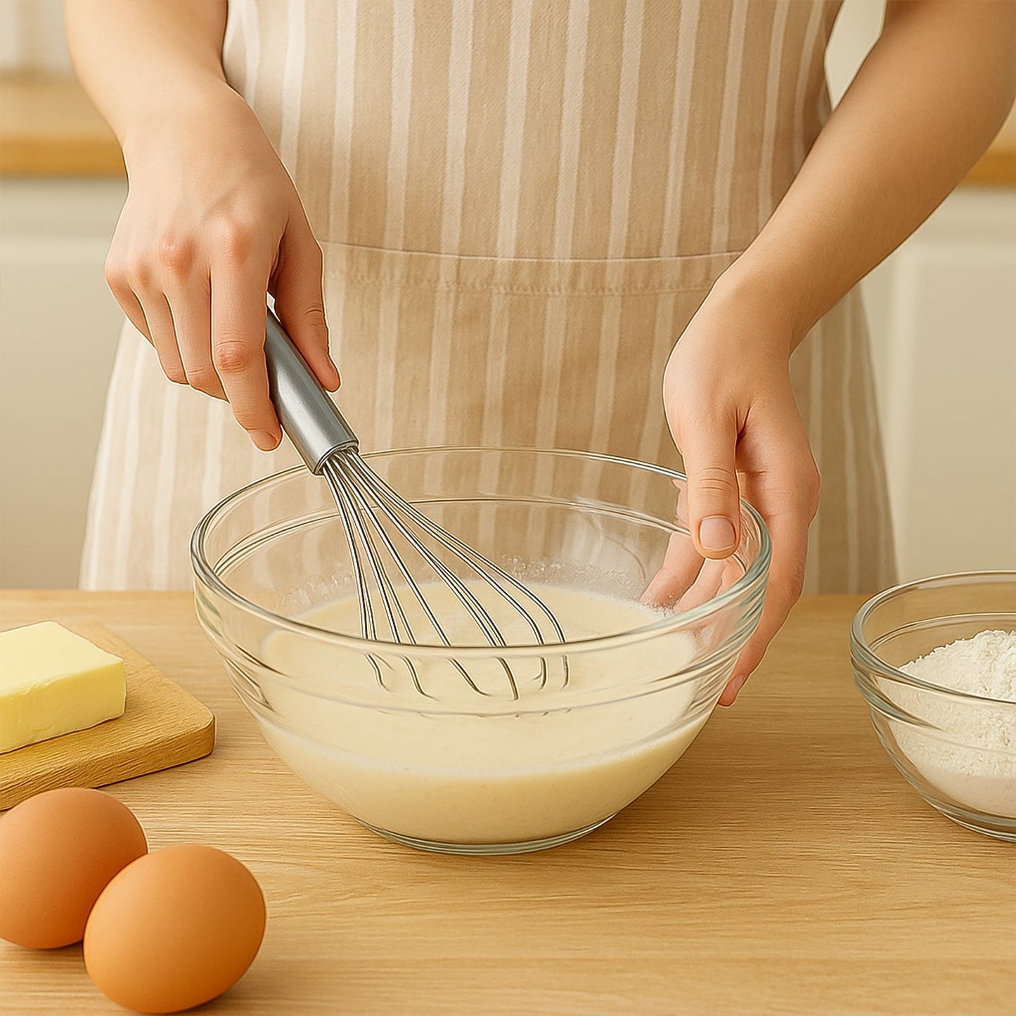 Small size stainless steel balloon whisk ideal for eggs and batters