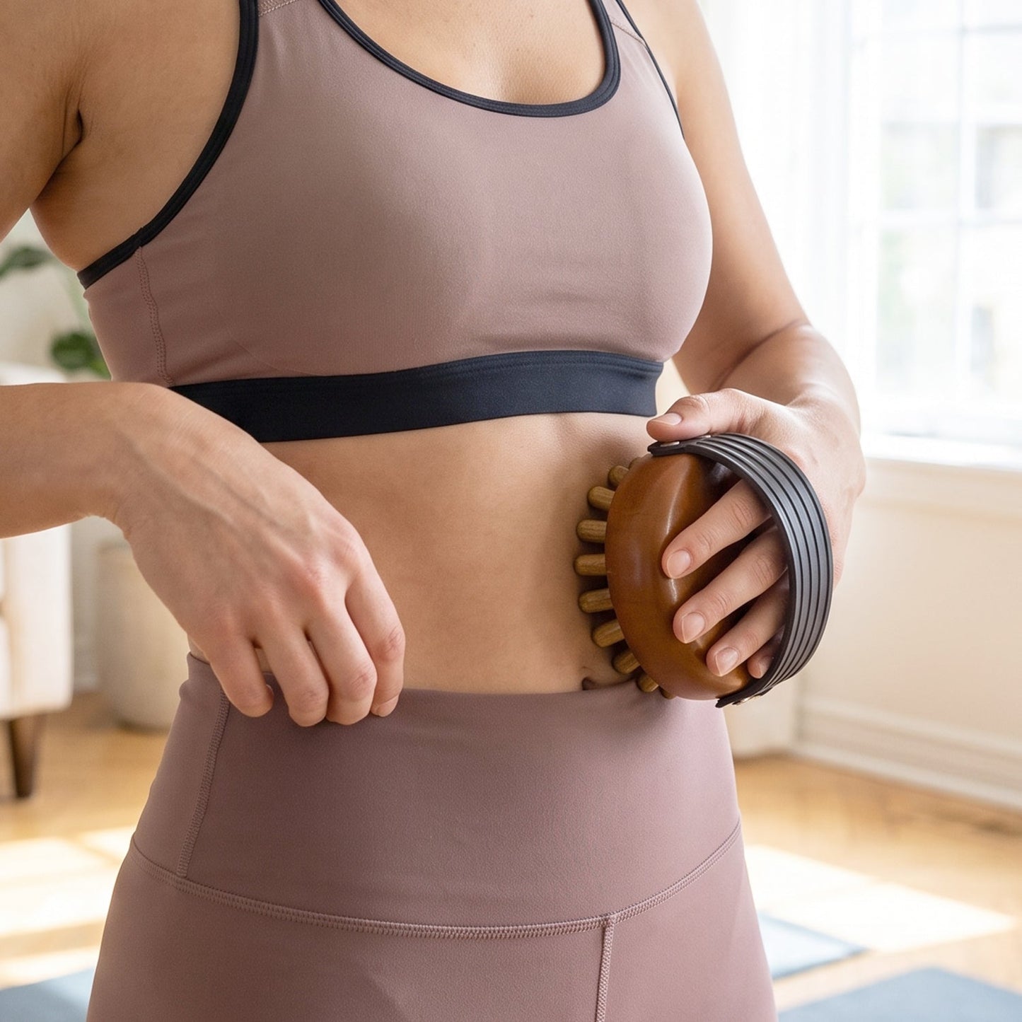 Handheld Wooden Body Massager Brush with Hand Strap for Full Body (1 Pc)
