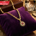 Sun and Om Pendant with Chain – Spiritual Charm Necklace (Mix Designs)