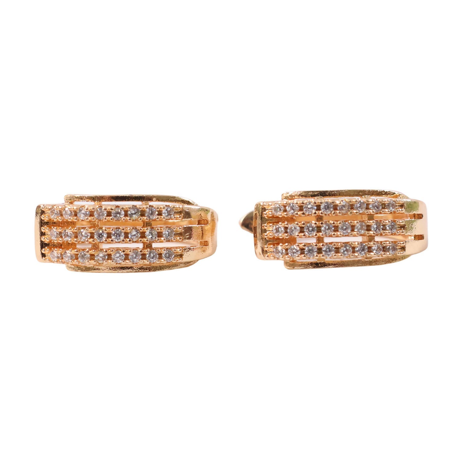 Gold Finish Crystal Hoop Earrings for Women