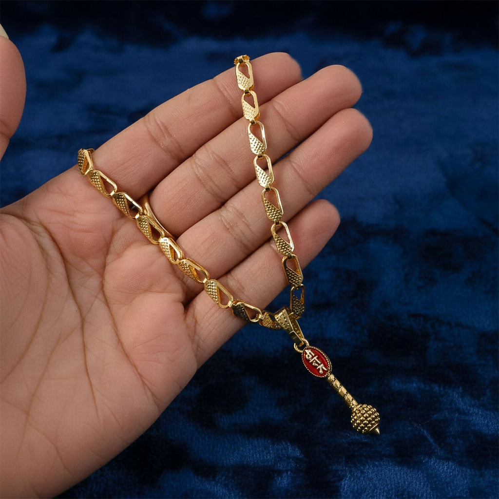 Shree Ram Gada Pendant Gold Chain Necklace
