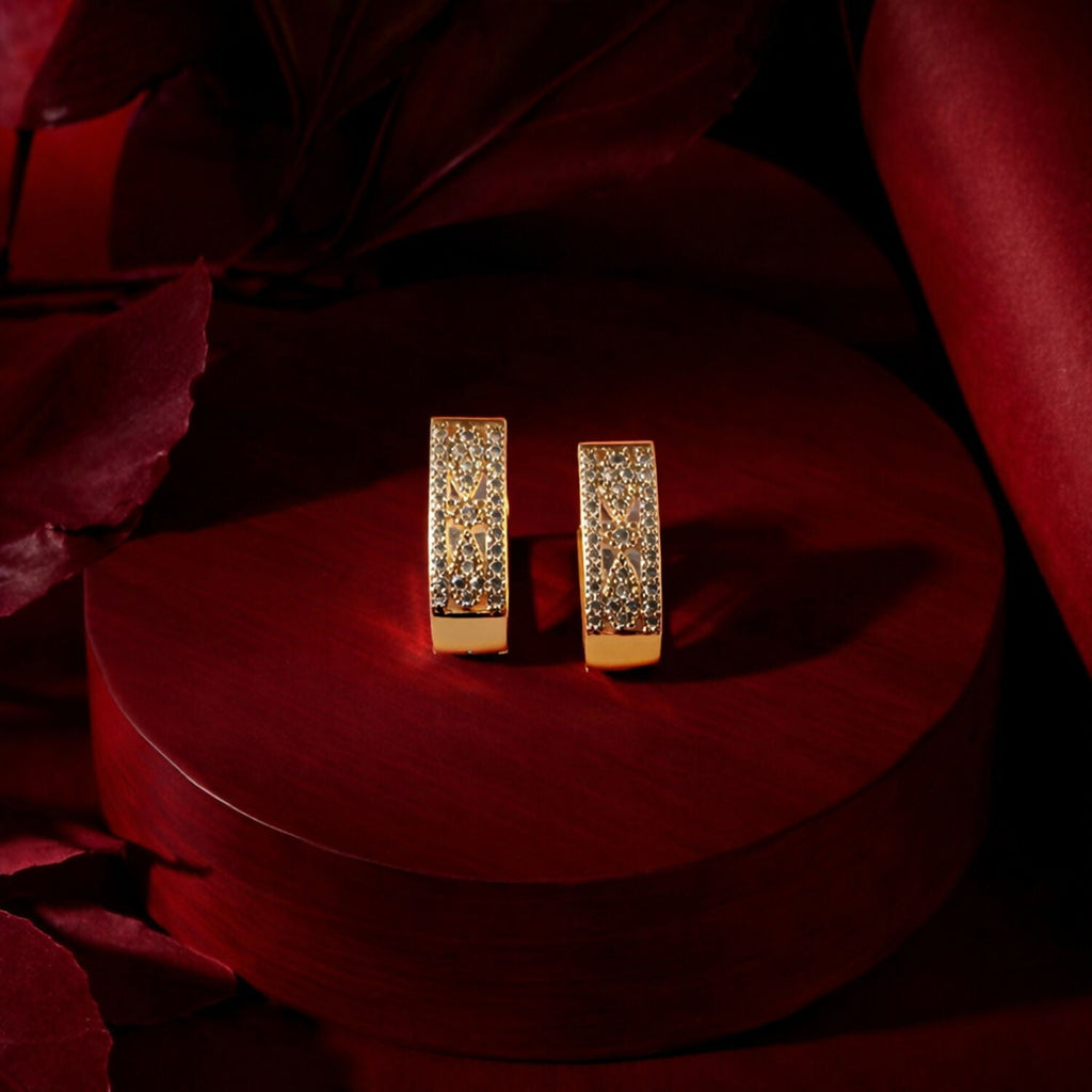 Gold Plated Cubic Zirconia Stud Earrings for Women