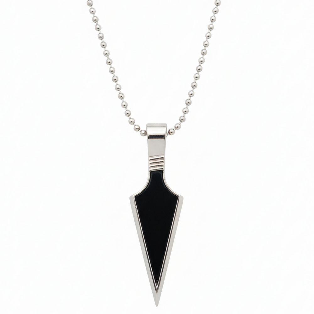 Modern Arrowhead Black & Silver Pendant Necklace for Men