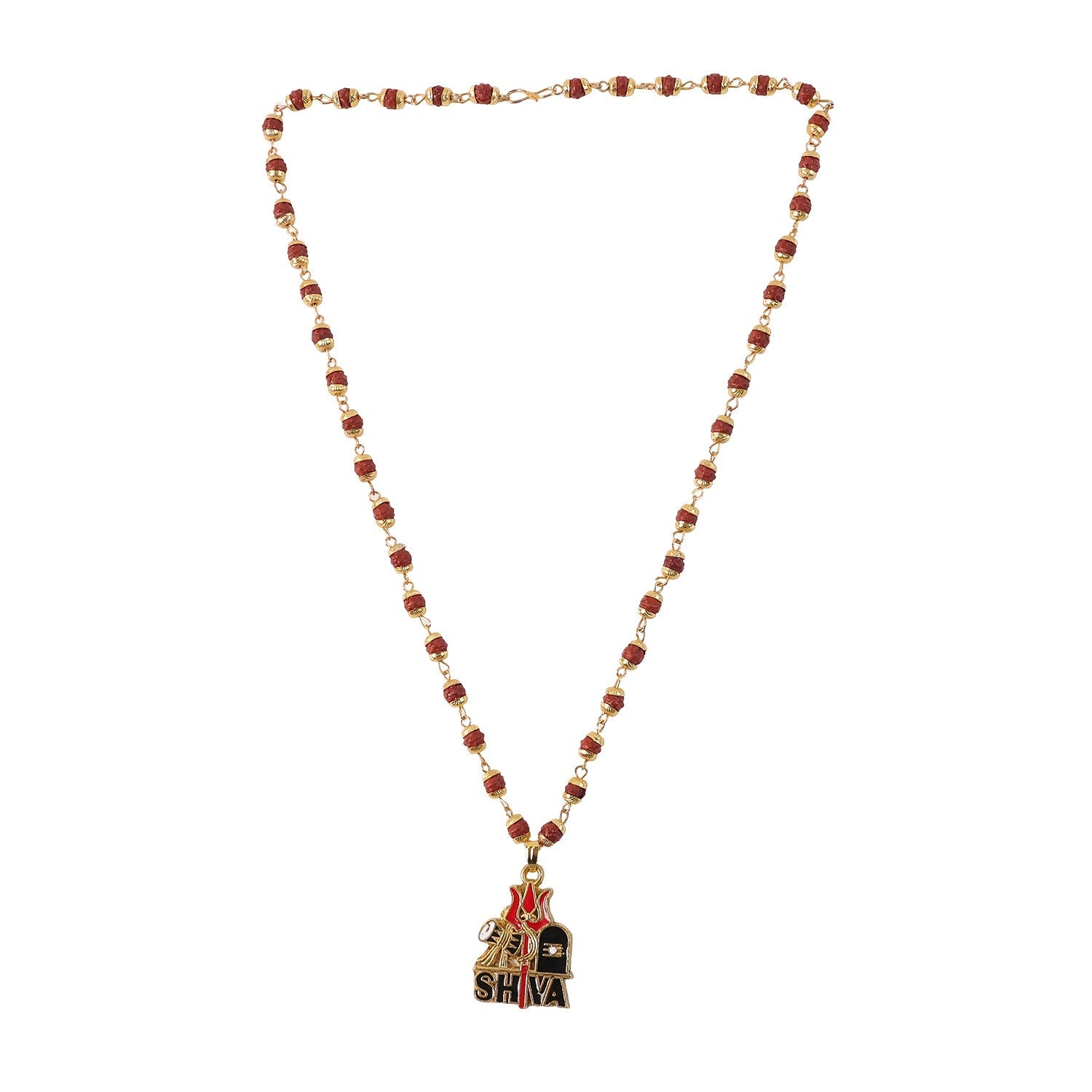 Shiva Trishul Rudraksha Beaded Pendant Necklace