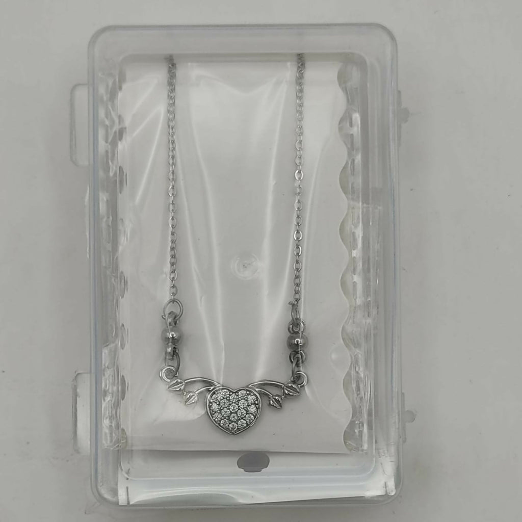Silver Plated Sparkling Crystal Heart Wing Pendant Necklace For women and girls