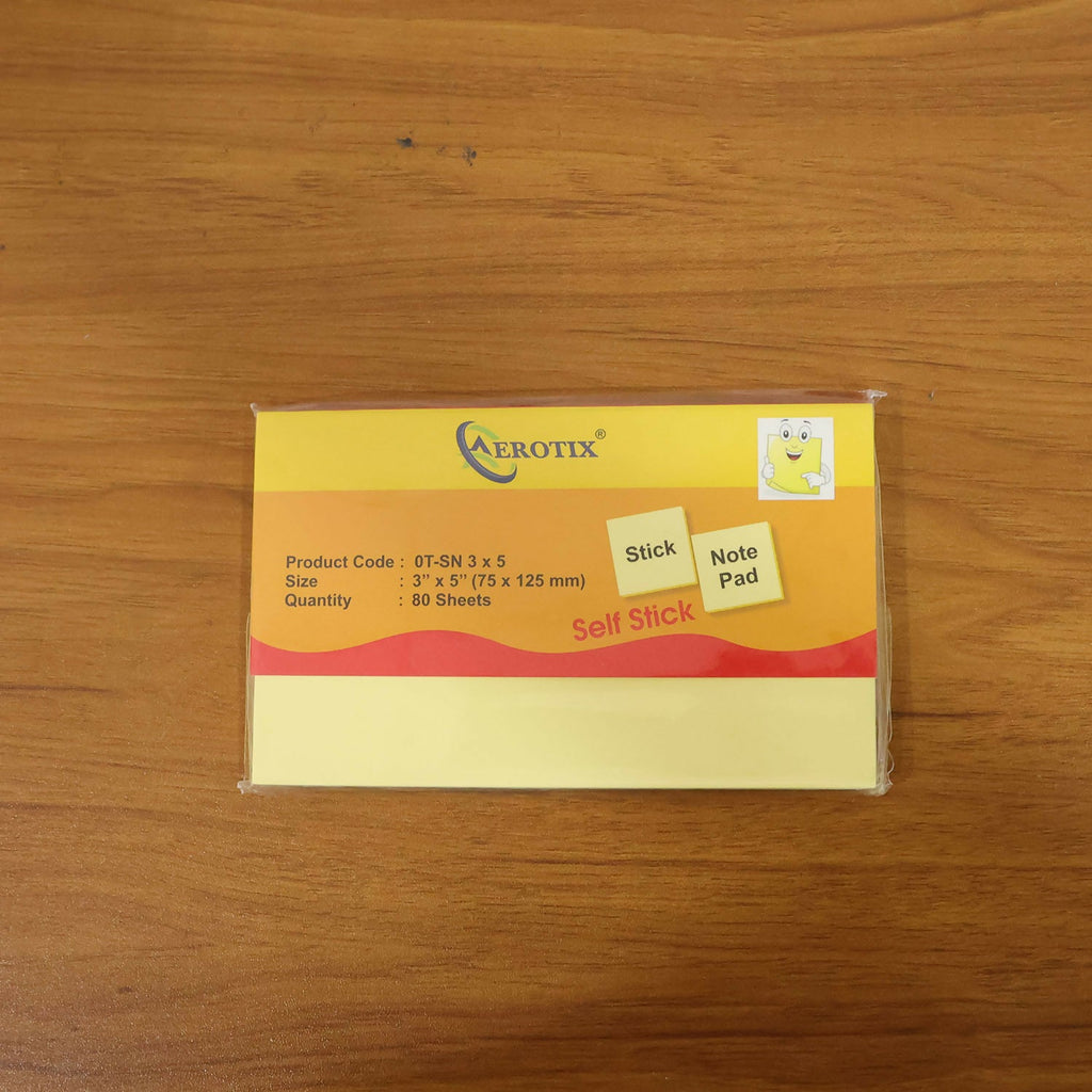 Self Yellow Sticky Note 3 x5 inch Pad with Strong Adhesive for Office, School, Home & Study Use (80Sheets,Pack Of 6)