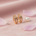 Elegant Gold-Tone CZ Studded Oval Hoop Earrings for Women & Girls