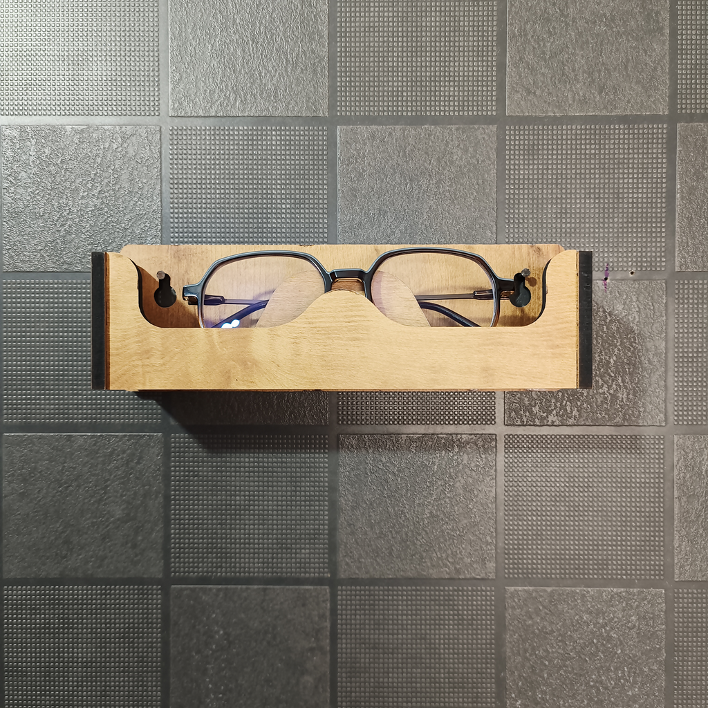 Wooden Wall Mounted Sunglasses Holder with Shelf for Glasses and Accessories