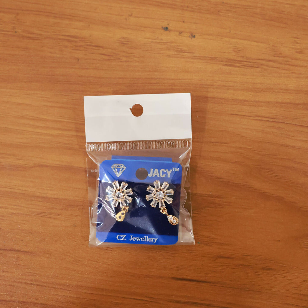 Floral Crystal Drop Earrings with Gold Finish for Festive & Party Wear