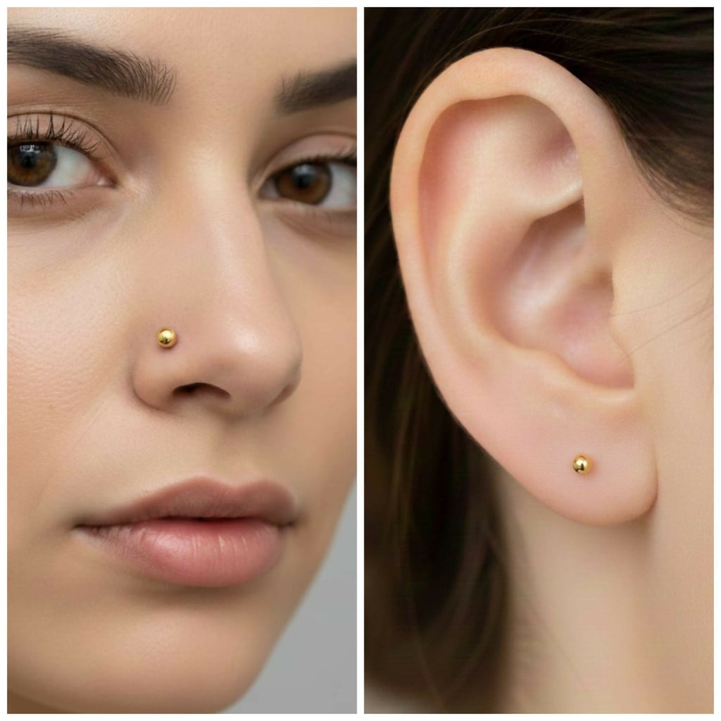 Gold Flat Back Labret Stud Internal Thread Piercing