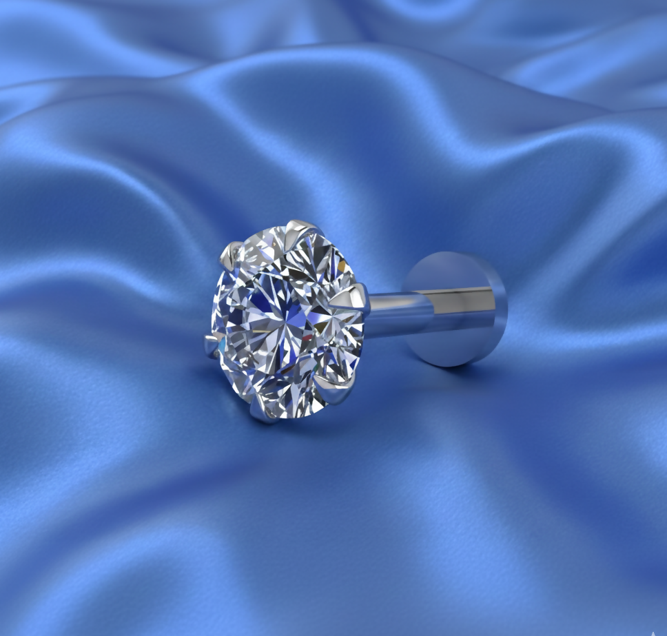Silver Plated Round AD Solitaire Flat Back Stud Earrings for women and girls