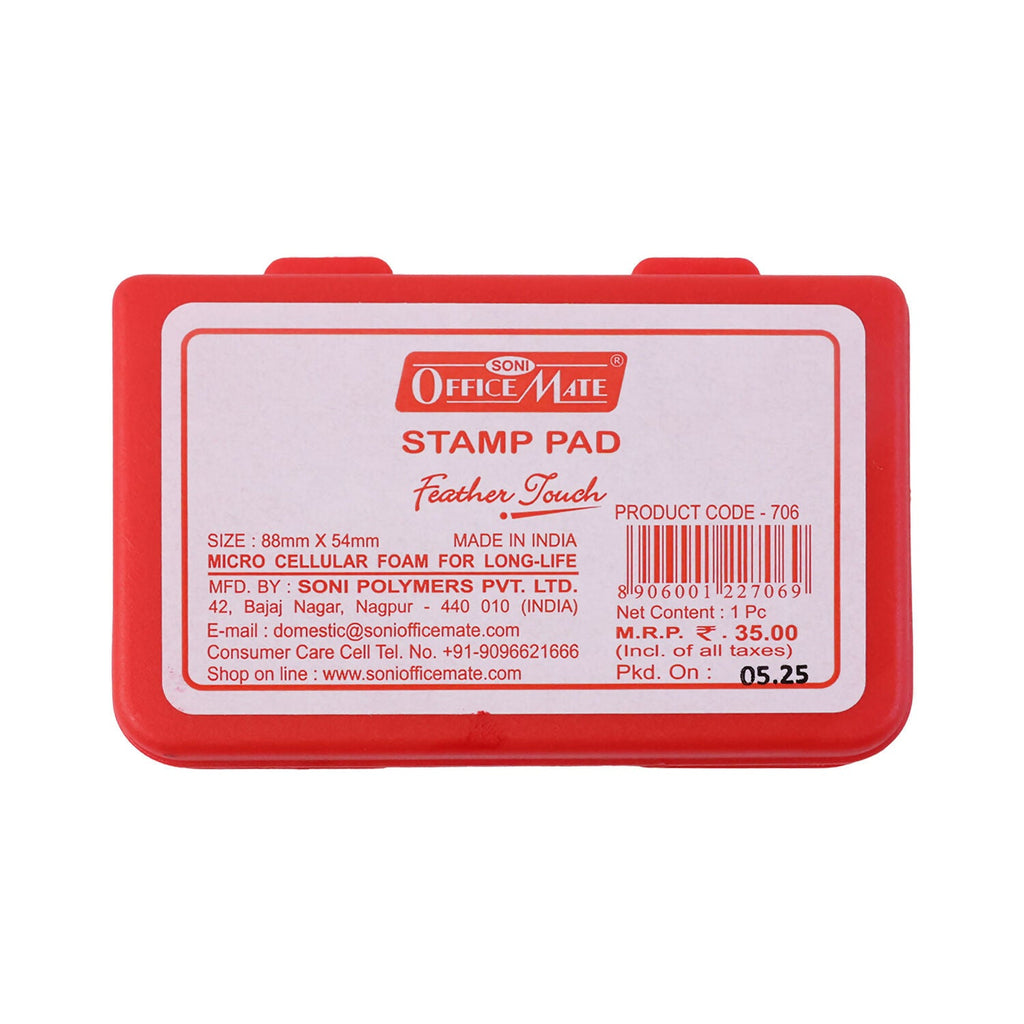 Officemate Small Stamp Pad Feather Touch Red Ink Long-Life Micro Cellular Foam (88cm x54cm)