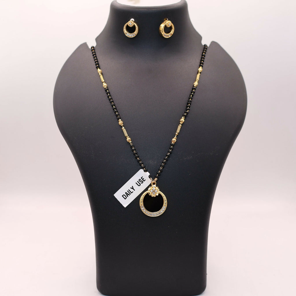 Gold Plated AD Mangalsutra Set with earrings for women