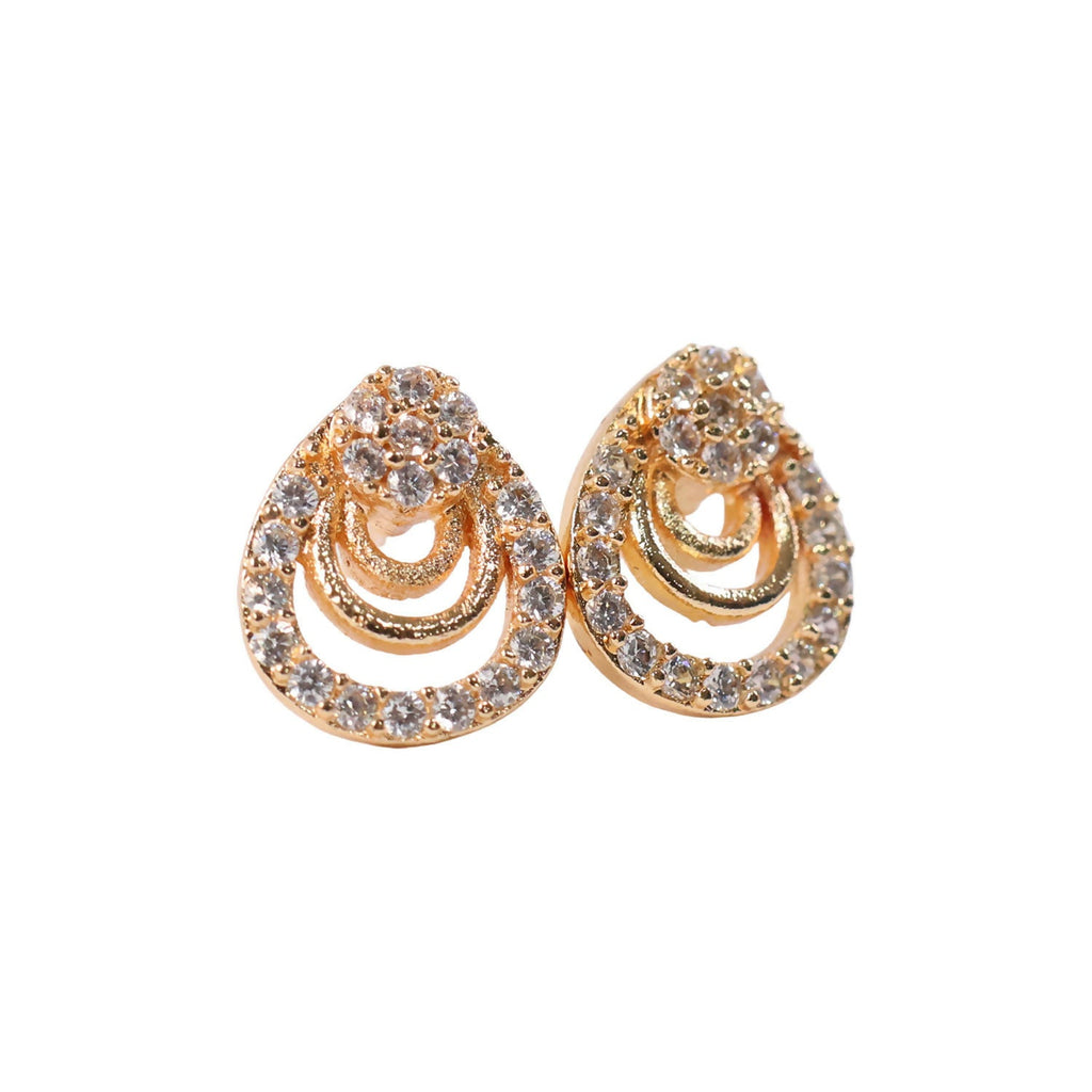 Gold Finish Teardrop Crystal Stud Earrings for Women – Elegant Party Wear Pair