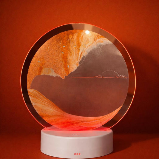 LED Round Static Orange Sand Art Lamp | Ambient Decorative Night Light Décor