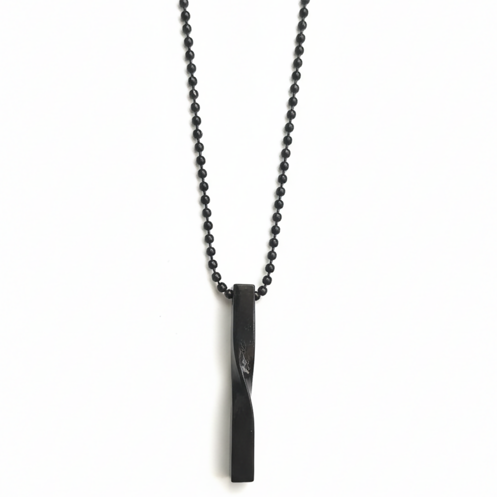 Sleek Twisted Black Bar Chain Pendant for Men