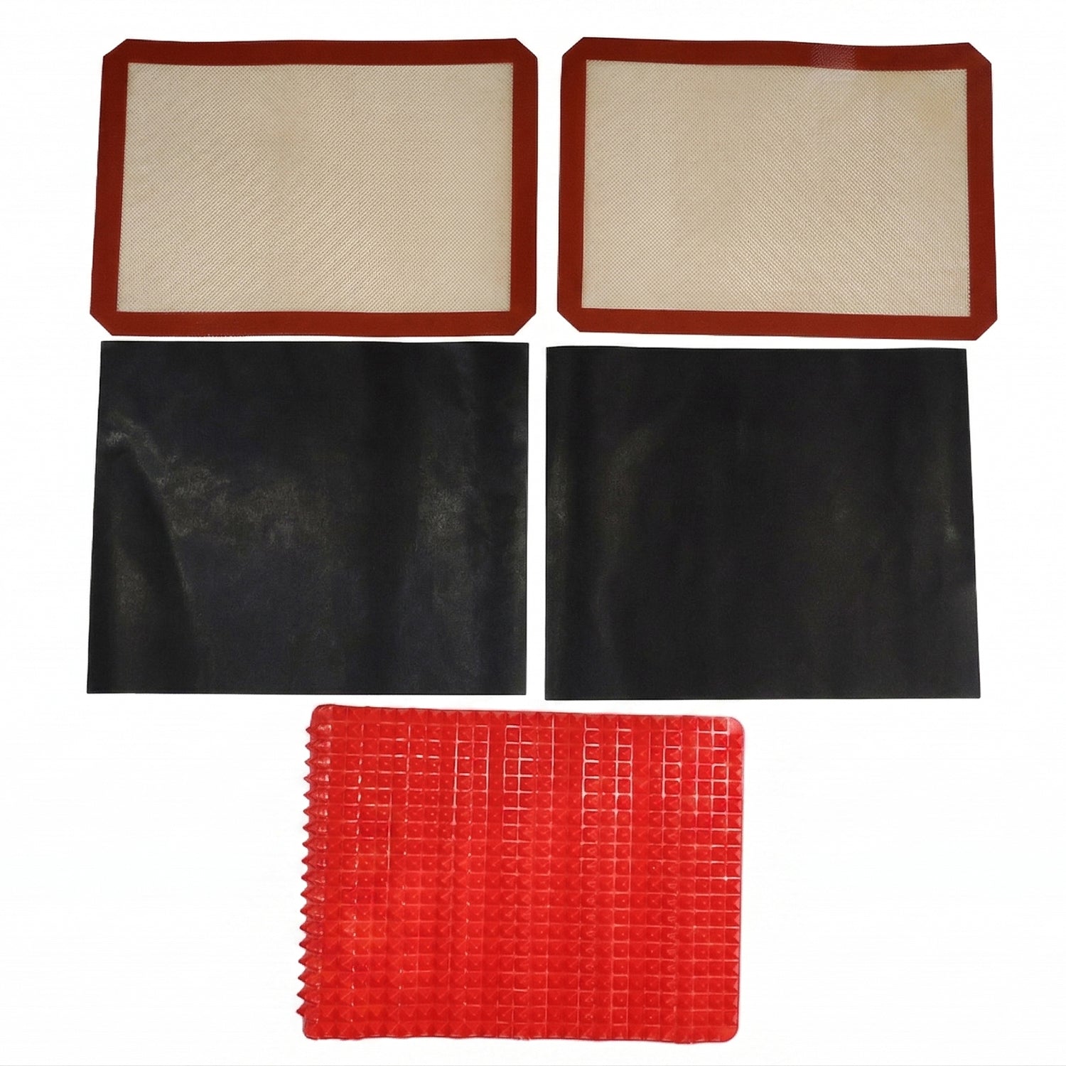 Set of 5 reusable silicone oven mats for baking and cooking