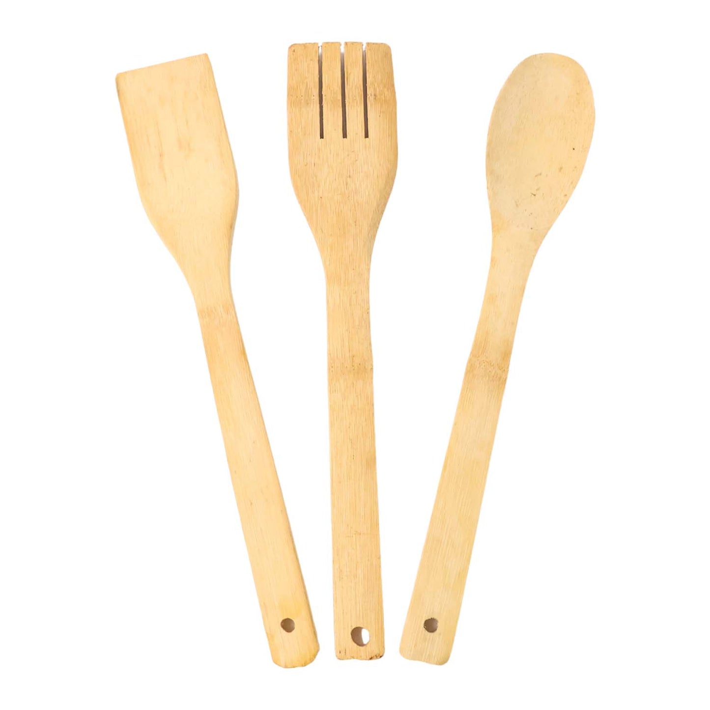 Bamboo cooking spoon showing ergonomic design and sustainable material