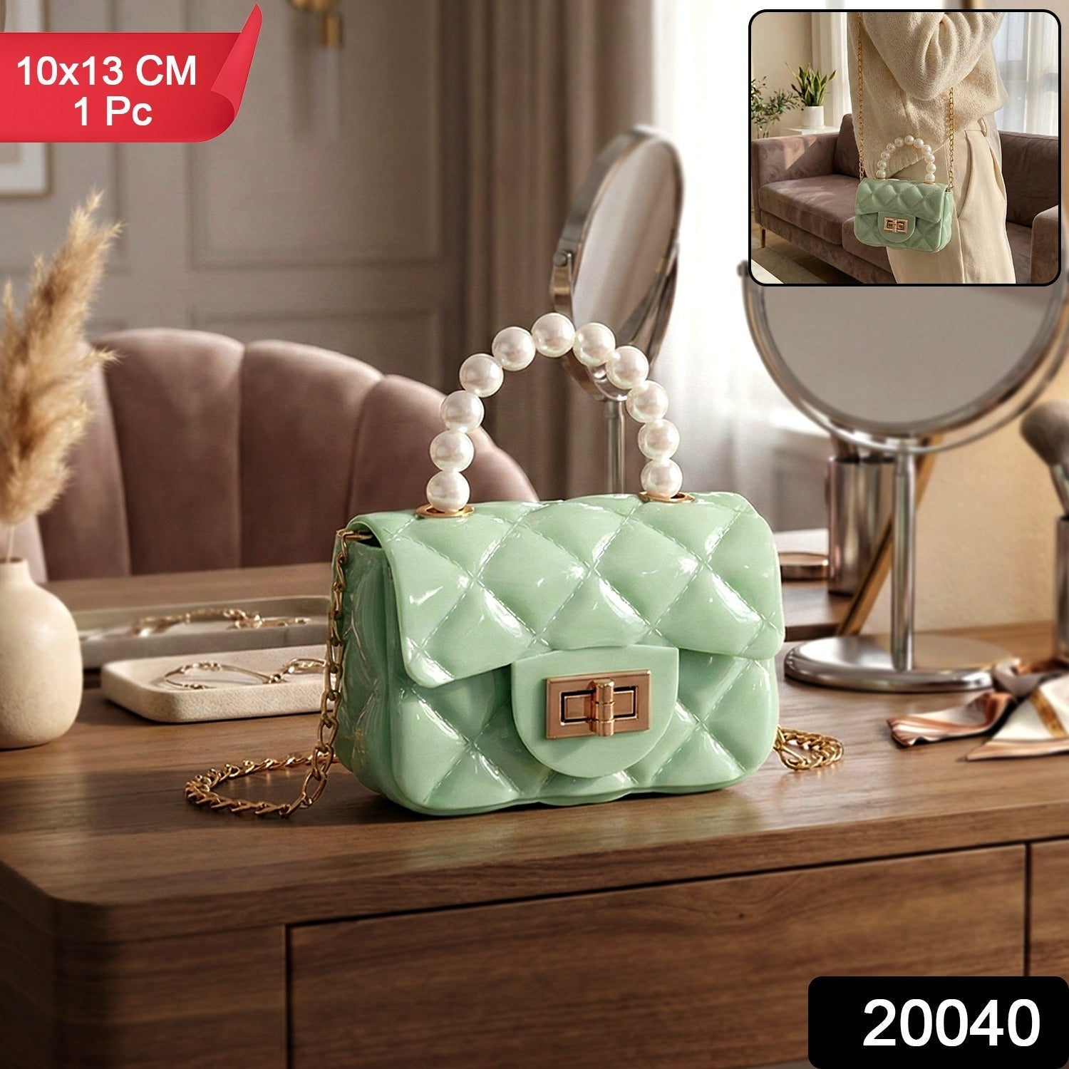 Women's stylish mini handbag featuring a chic quilted design