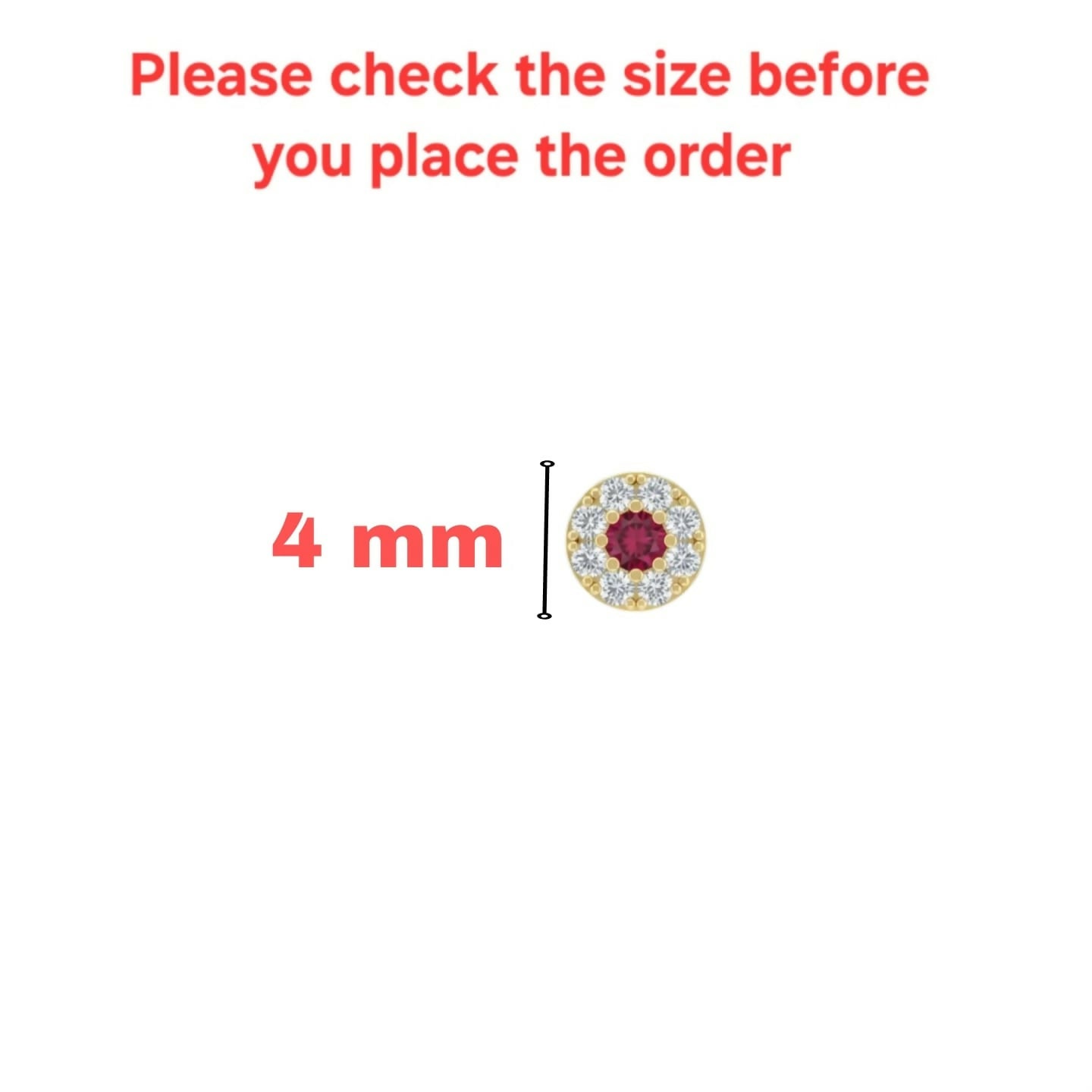 Ruby & AD Floral Gold plated Flat Back Nose Pin stud for women and girls