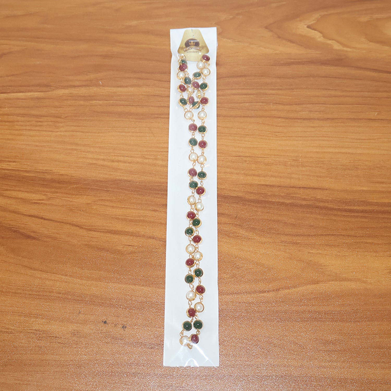 Stone and pearl accented multicolor beaded necklace with traditional styling