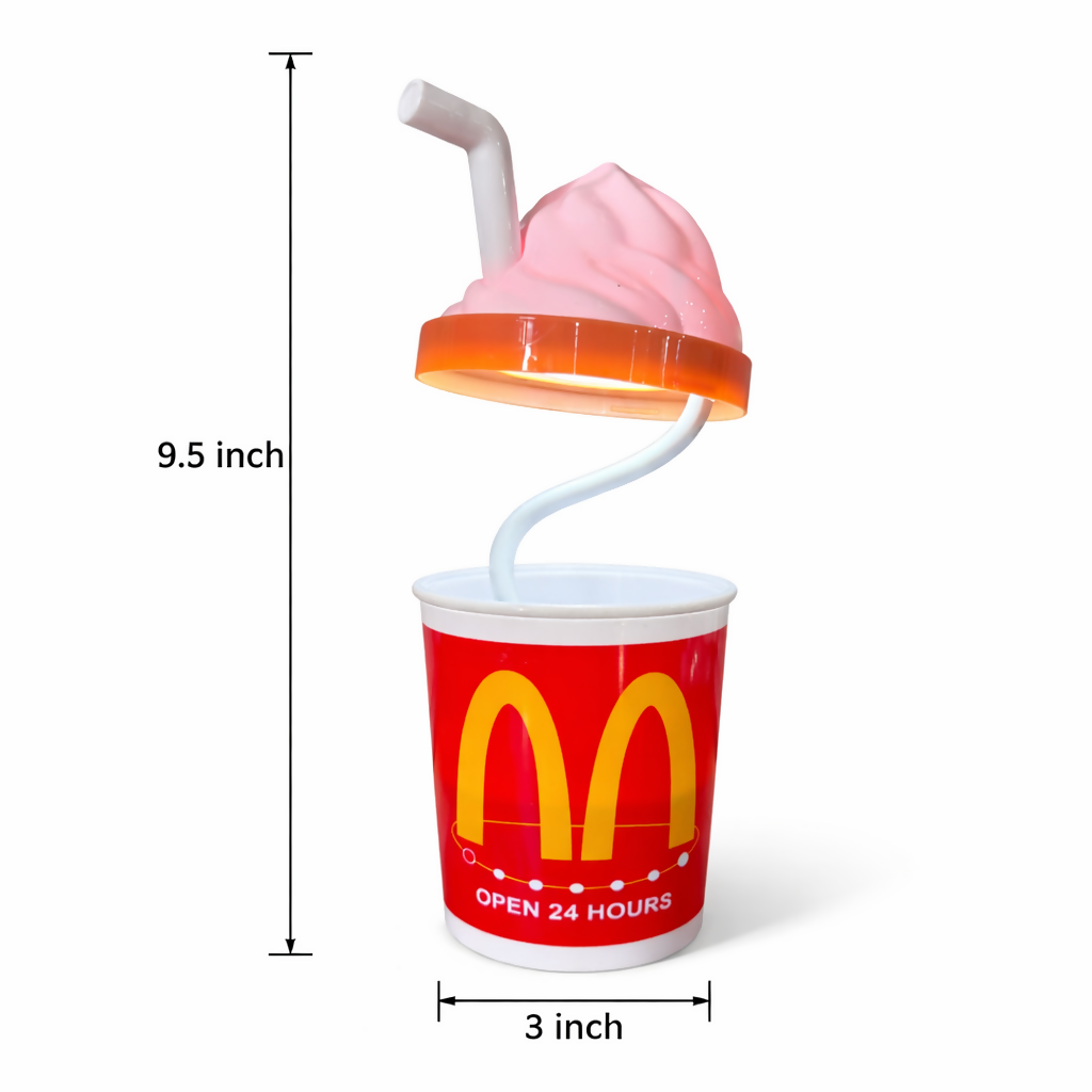 Milkshake Style LED Table Lamp with Flexible Neck, Cute Night Light for Kids