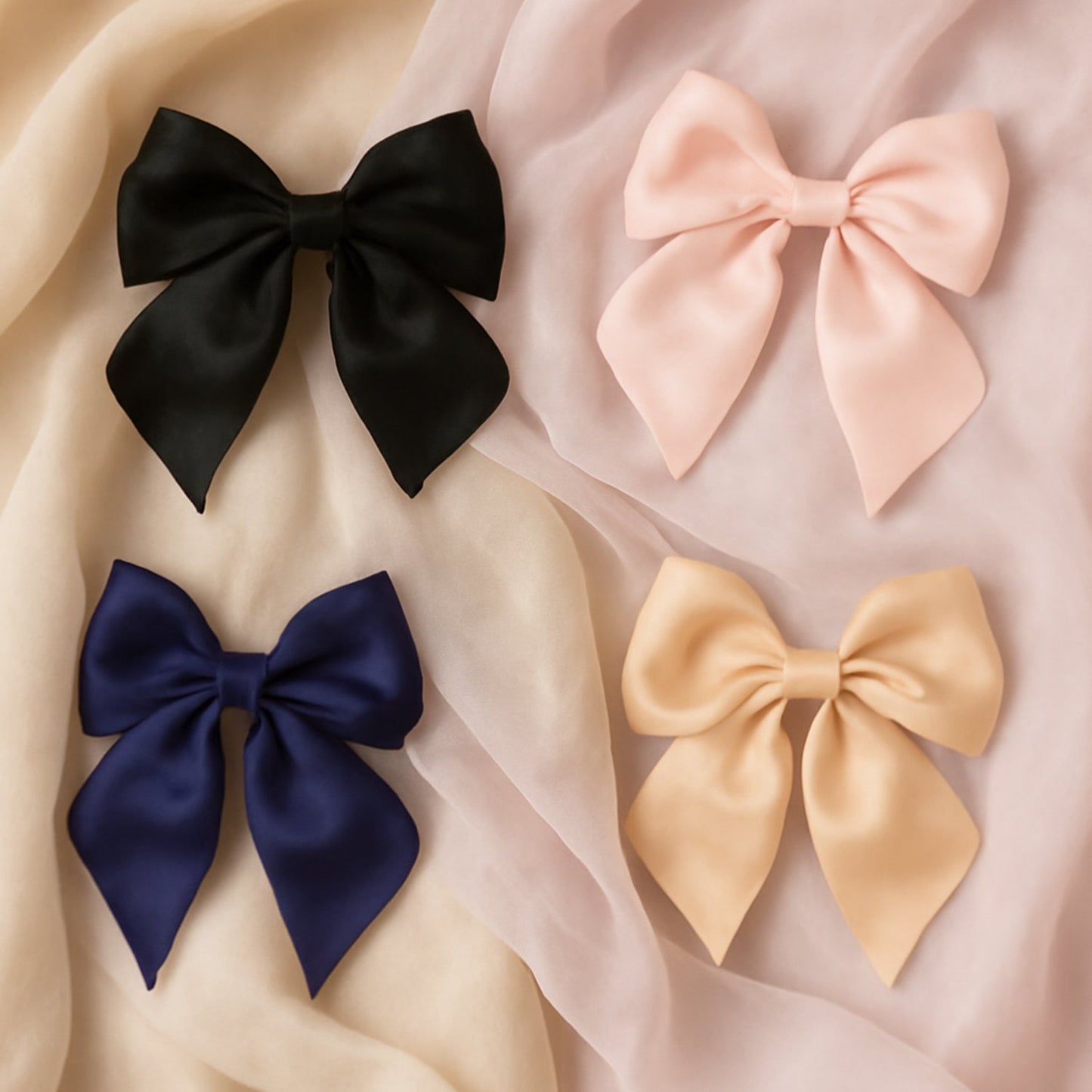 Floral patterned satin bow hair clip for girls and women