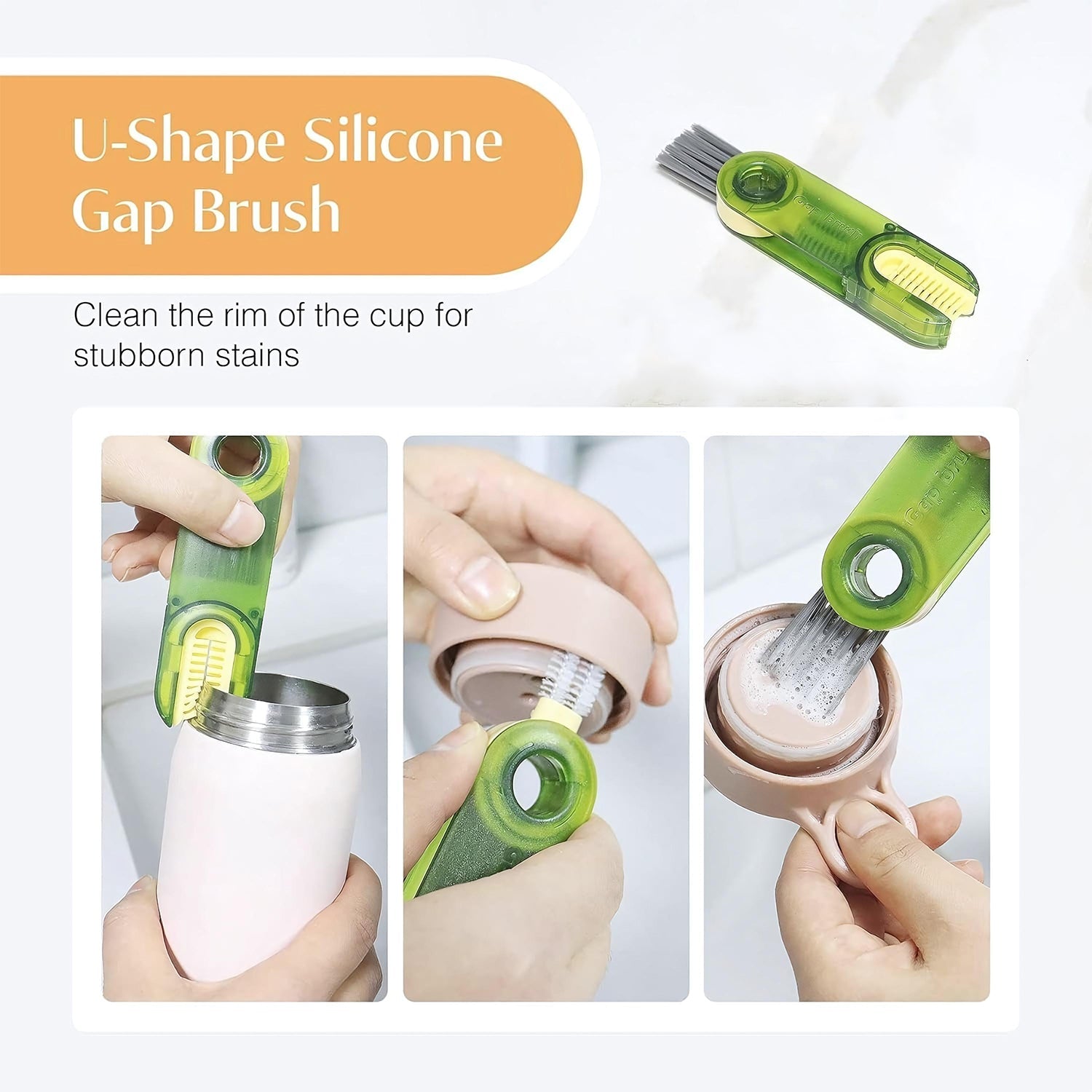 Durable nylon bristle cleaning brush for bottles and nozzles