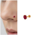 Gold plated Ruby AD Nosepin Stud Flat Back Labret