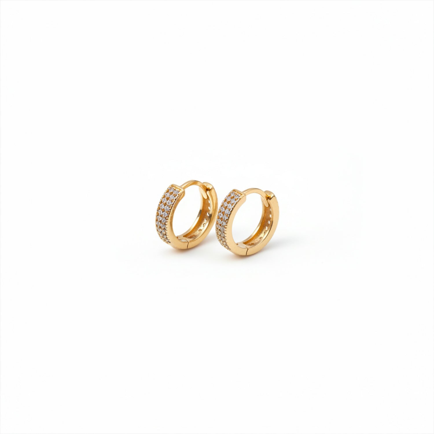 Gold Plated Diamond Hoop Earrings for Women.