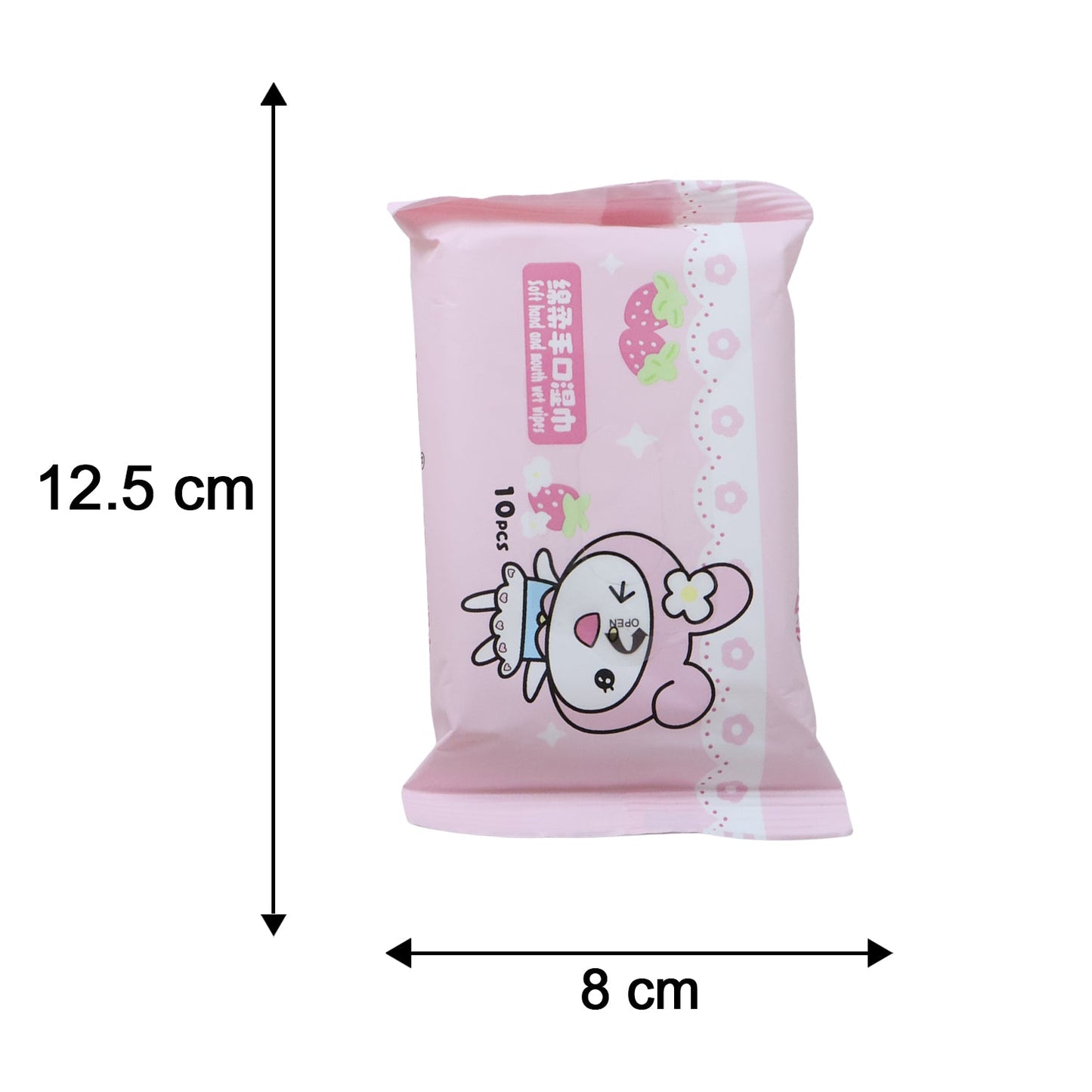 Size reference image of child-friendly wet wipes pack