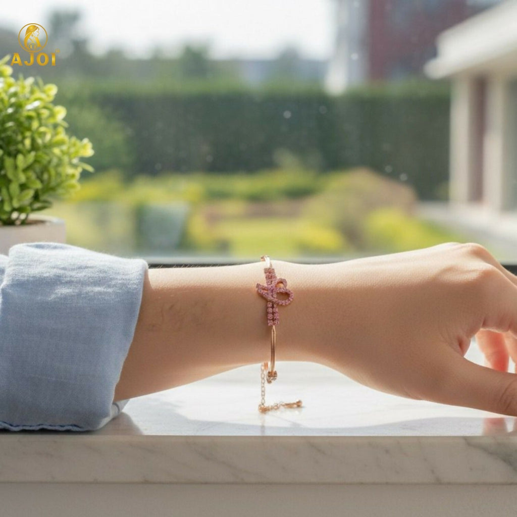 Premium Rose Gold Plated Heart & Infinity Crystal Bracelet for Women