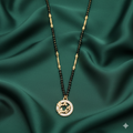 Gold-Plated AD Floral Circle Mangal sutra with Black Beads For women
