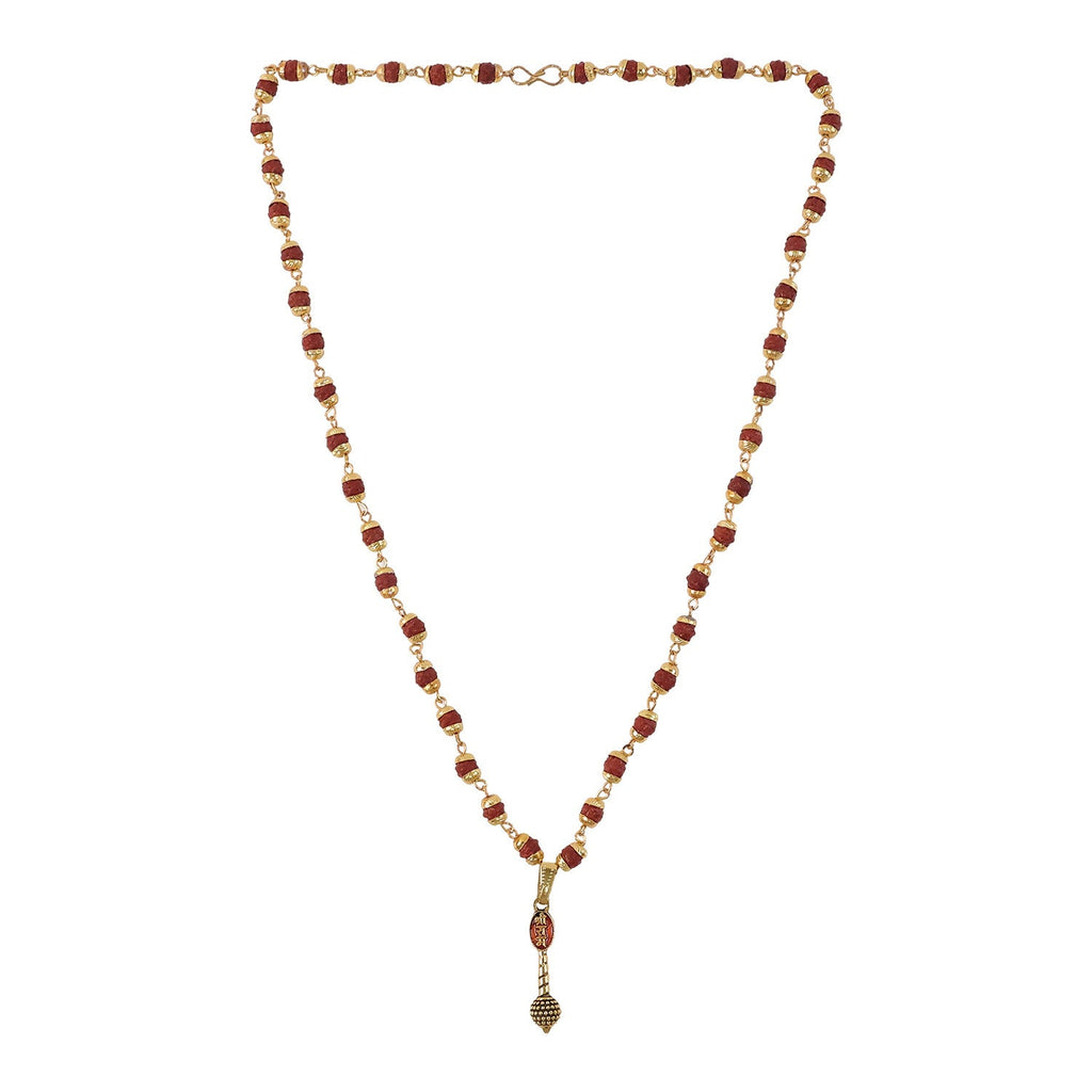 Ram Naam Gada Gold Pendant & Rudraksha Mala