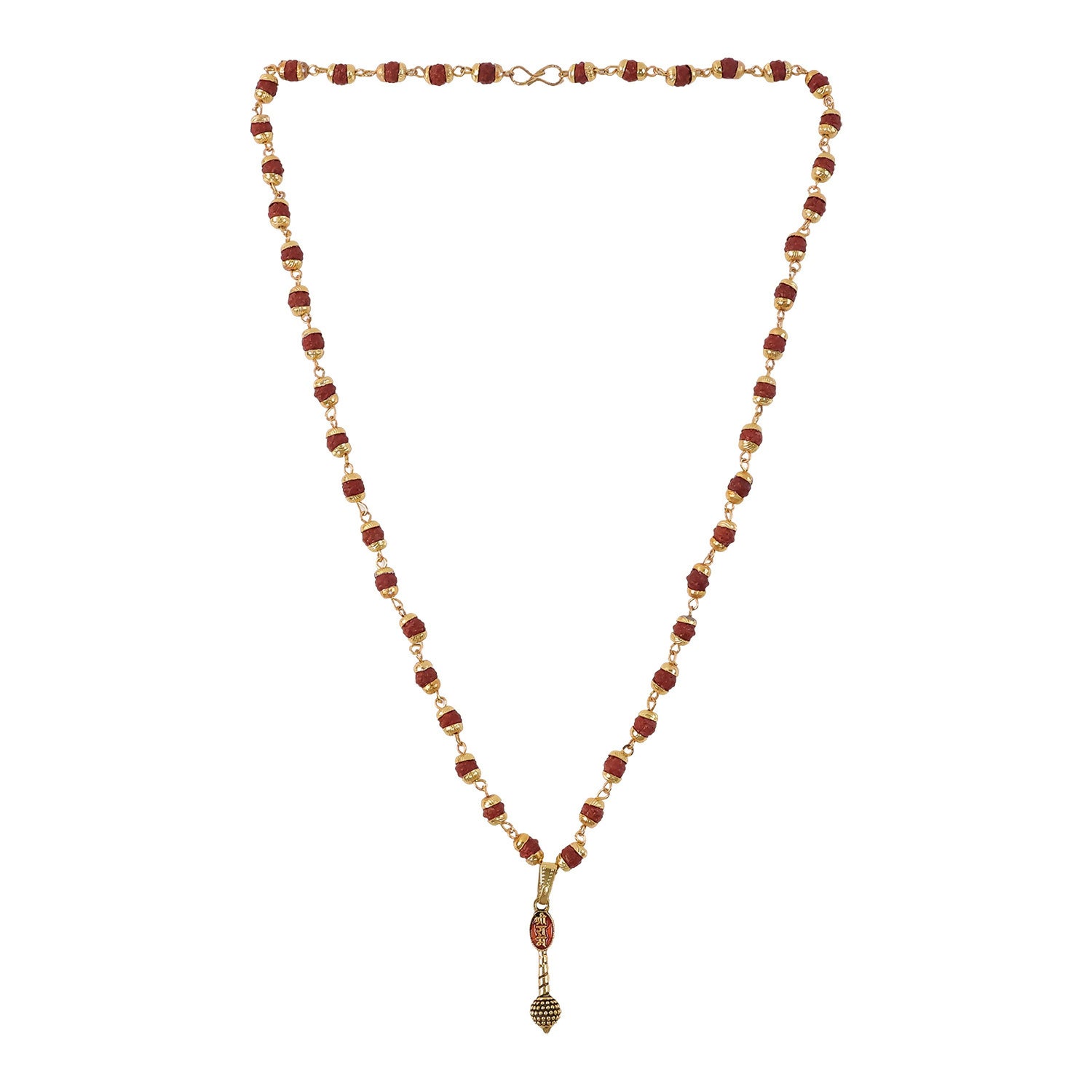 Ram Naam Gada Gold Pendant & Rudraksha Mala