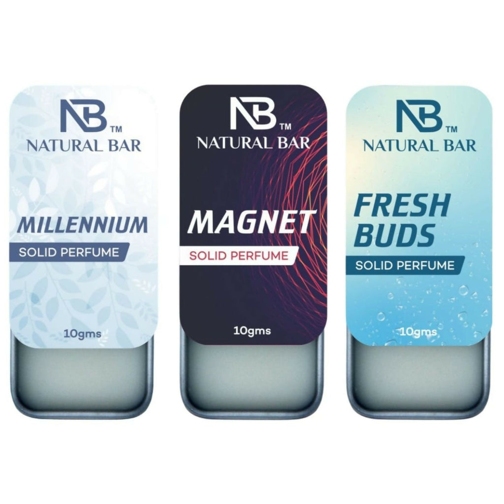 Millennium, Fresh Buds And Magnet Solid Perfume Combo, Alcohol Free Cologne Strong & Lasting Fragrance, Gifting for Him & Her (10gms/3Pc)