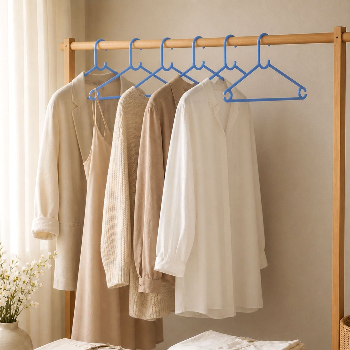 Plastic Clothes Hanger Set (6 Pcs) – Durable & Space-Saving | Indo Glow