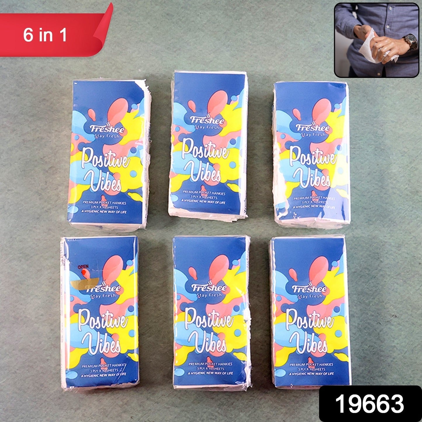 Close-up of soft tissue paper sheets from 6-in-1 pocket tissue pack