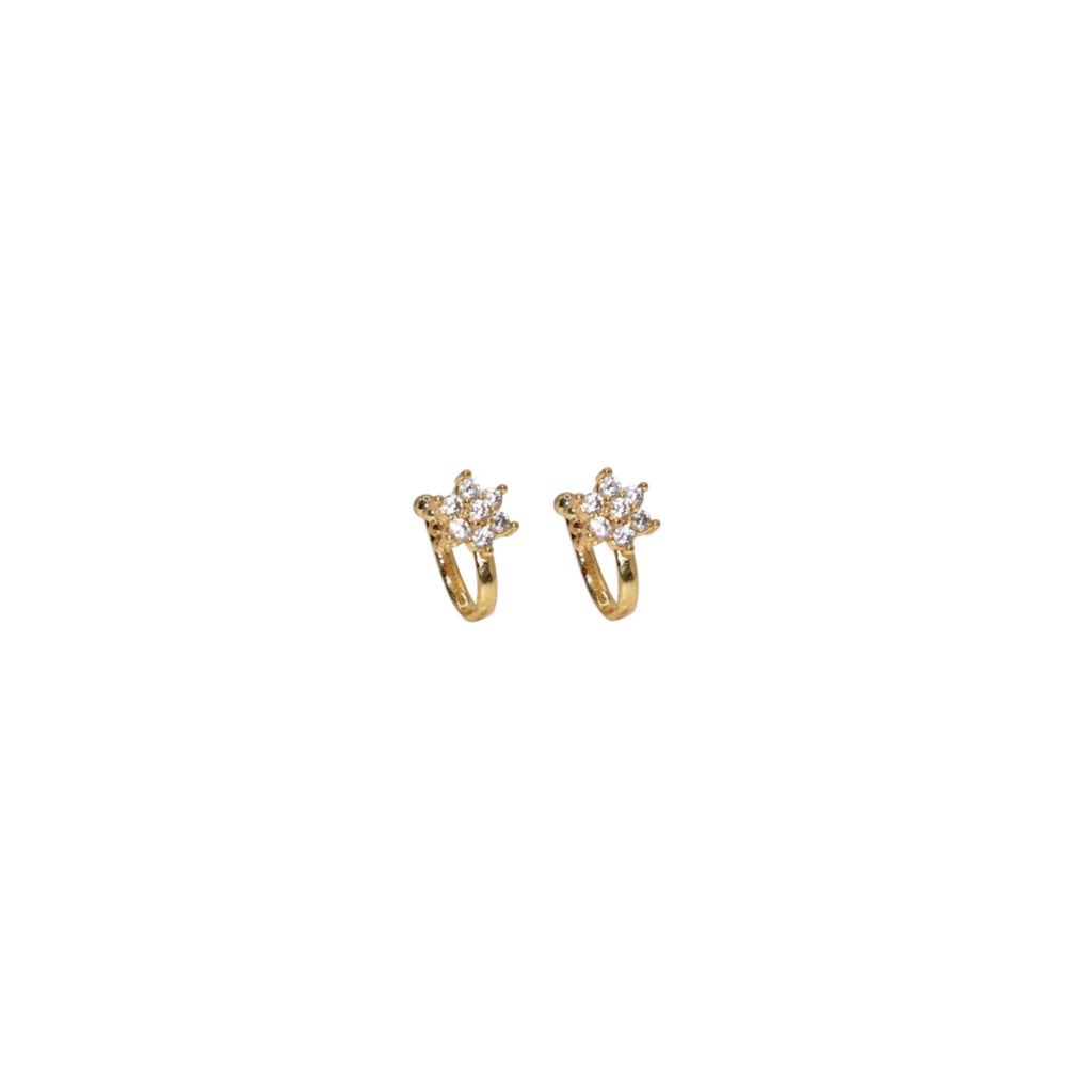 Gold Plated Floral Crystal Clip-On Nosepin for women and girls combo pack of 2