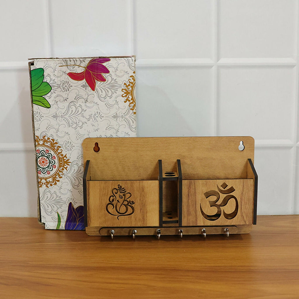 Wooden Wall Mounted Key Holder with Mobile Stand