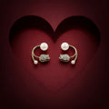 Korean Style Pearl Crystal Designer Stud Earrings for Women & Girls