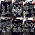  Traditional Oxidised Silver Jhumka Earrings Set - main product shot