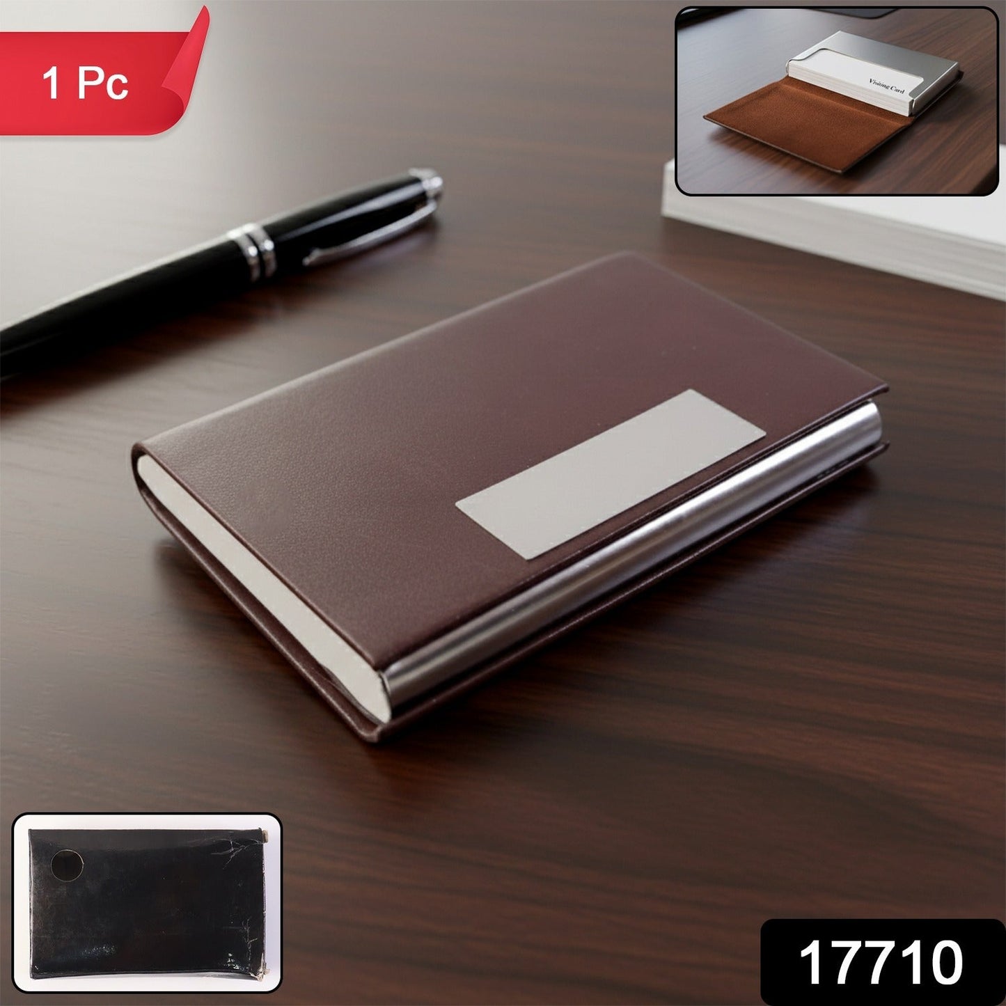 Compact professional business card holder with elegant exterior finish
