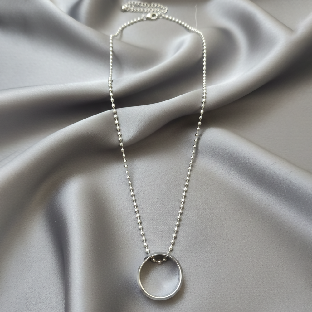 Elegant Small Silver Round Shape Pendant Necklace for Men