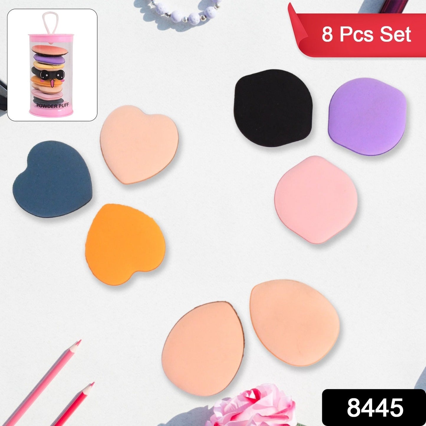 Close-up of multicolor Mini Finger Makeup Powder Puffs showing soft texture