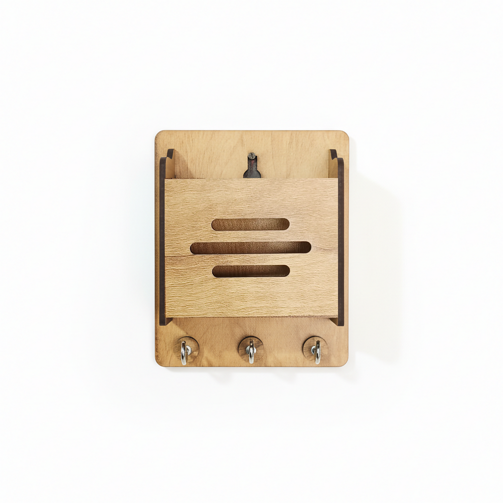 Wooden Key Holder with Mobile Stand | Minimal Home Entryway Décor