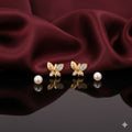 Gold Plated Matte Butterfly earing Studs with AD for women and girls