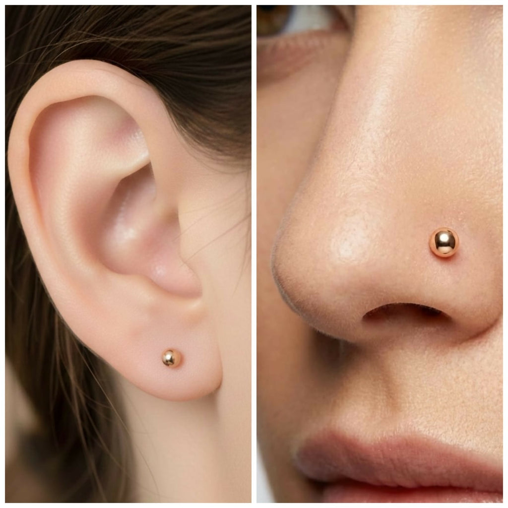 Rose Gold nosepin Stud Flat Back Nosepin Laung Koka Nathni for women and girls